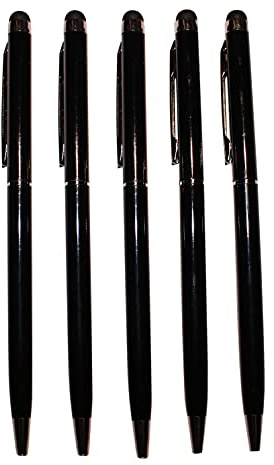 Dealbude24 5X Schwarz 2in1 Touch Display Kugelschreiber Stylus Eingabe Stift Pen Slim Pen
