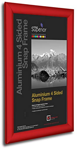 Seco A4 Aluminium 4-seitig, 25 mm Frontlader-Bilder-/Posterrahmen, Rot