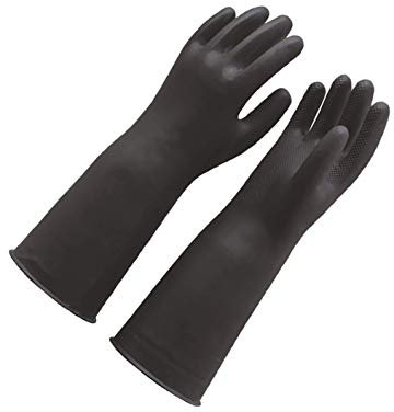 Tenlacum - Guanti Lunghi da 45-60 cm, in Lattice Naturale, con Impugnatura Antiscivolo, per Uso Domestico, Colore: Nero, Black 55cm