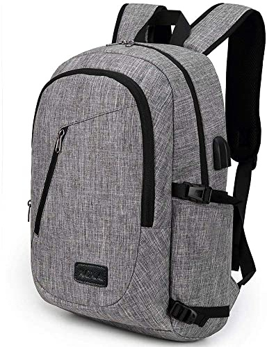 XQXA Mochila Antirrobo Impermeable Mochila Portatil 15.6 Pulgadas Mochila Hombre con Puerto de Carga USB Mochila Backpack para el Laptop para Ordenador del Negocio Trabajo Diario Viaje-Gris