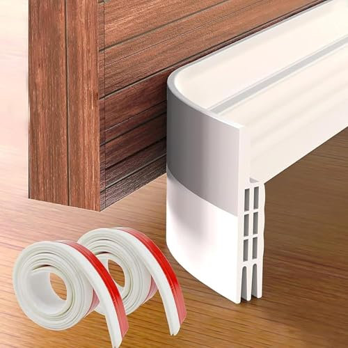 2 Pack Draft Excluder for Doors, Self Adhesive Door Draft Excluder Soundproof Weather Proof Draught Excluder for Doors 2 W x 39 L White