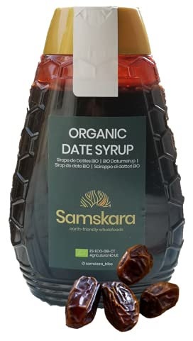 Sciroppo di datteri da coltivazione biologica ed equo-solidale | Samskara | 500gr 100% naturale | Sciroppo di caramello di datteri naturali