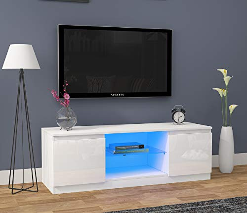 Panana TV Cabinets 16 Color RGB LED Lighted TV Stand Sideboard for 32 40 43 50 inch 4k TV Sideboard LxWxH 47.25x15.75x15.75inch(White)