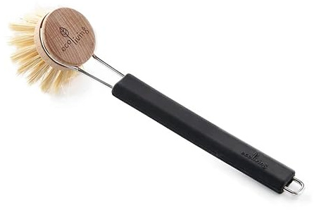 EcoLiving Non-Scratch NO Plastic Dish Brush - FSC Certified - Cruelty-Free - Eco Friendly Washing Up Brush - Biodegradable - Made with Sustainable Materials - Tough eco Dish Brush (Black)