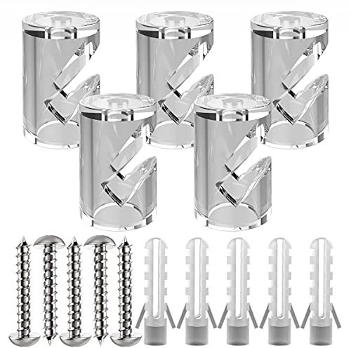 ZOHAR 5 Stück Wand- und Deckenpins - V - für Textilkabel Transparent | Deckenbefestigung Affenschaukel Aufputz-Kabelhalter für Lampe DIY mit Schrauben und Dübeln