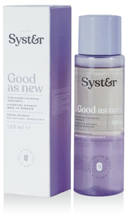 Syster - Limpiador Rostro y Ojos, Desmaquillador Bifásico Purificante de Rostro y Ojos para Maquillaje Resistente al Agua - Limpiador Facial Vegano, Made in Italy, Sin Parabenos ni Siliconas - 150ml