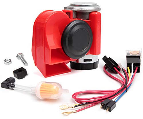 FARBIN Mini Air Horn 12 V 150 dB Super Loud, Compact Car horn with Compressor and Wiring Harness for Any 12 V Veicoli (12 V, Rosso Mini)