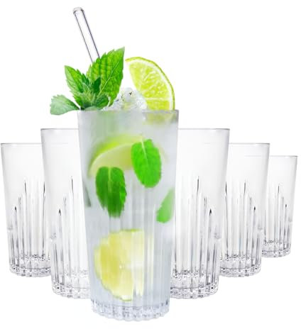 WUITOKI Bicchieri da Cocktail in plastica, 6 pz, 48cl, riutilizzabili, lavabili in lavastoviglie, infrangibili, privo di BPA
