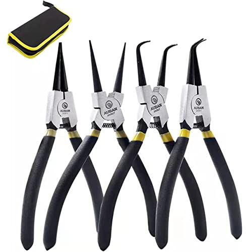 Pinze per Anelli di Sicurezza,Set 4 X 175 MM,Snap Ring Pliers Seeger, Maniglie Antiscivolo,Con Borsa di Tela