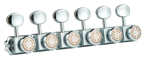 Guyker 6-in-line Vintage Guitar Lock String Tuners – Locking Tuning Key Pegs Machine Heads Replacement Parts for ST TL Style Electric Guitars – chrome