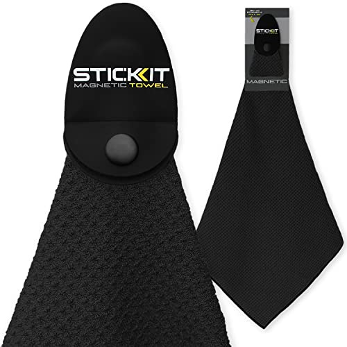 STICKIT Magnetisches Sporthandtuch für Fitnessstudio und Yoga, schnell trocknende, saugfähige Mikrofaser mit tiefen Waffeltaschen, leistungsstarker Magnet für einfachen Zugriff, perfekt für Workout
