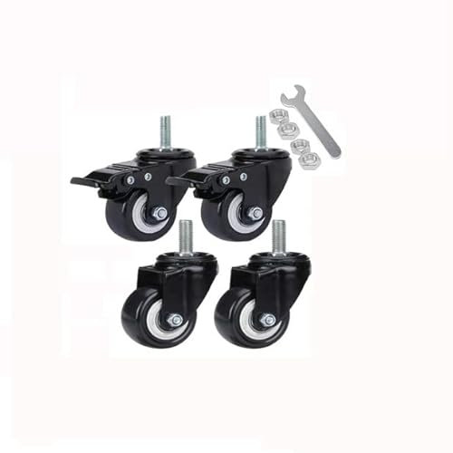 BIRLD Lenkrollen 50mm Gewinderollen Mit Bremse 4er Set Möbelrollen （Schaftdurchmesser 8mm/10mm, Schaftlänge 25mm）für Krippen (Color : 2*Swivel+2*with Brake, Size : M10)