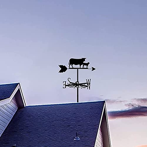 Veleta de Toro, Veleta Retro de Granja, indicador de dirección del Viento, Adornos al Aire Libre con Forma de Animales, decoración de césped de Patio Trasero de Granja