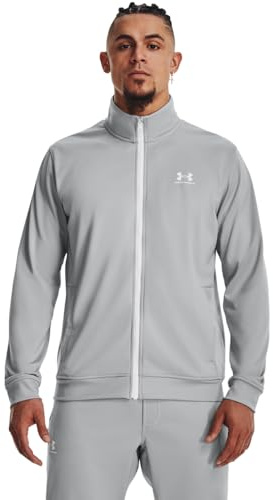 Under Armour Men's Sportstyle Tricot Jacket, (011) Mod Gray / / White, Large