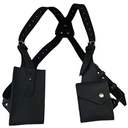 Crossbody bag men,Messenger bags for men Men's Strap Hidden Underarm Shoulder Bag Western Cowboy Retro Outdoor Adjustable PU Leather Double Shoulder Pouch Armpit Bag Holster Bag Steampunk