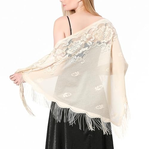 Ladiery Sheer Crepe Schals und Wraps für Abend Party, Frauen weichen Schimmer Braut Hochzeit Reise Schal