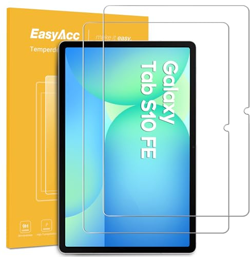 EasyAcc 2 Stück Schutzfolie für Samsung Galaxy Tab S10 Lite/ S10 FE/ S9 FE/Tab S9/ Tab S8/ Tab S7 10.9 Zoll, Glas Folie Panzerfolie Klar Anti-Kratz Displayfolie