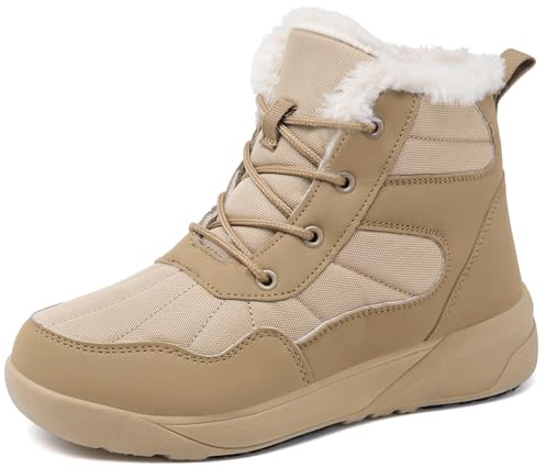 ChayChax Botas Invierno Mujer Botines de Nieve Forro Cálido Cómoda Botines con Cordones Impermeables Aire Libre