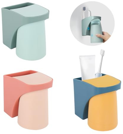 3PCS Magnétique Gobelet Salle de Bain, Plastique Gobelet Brosse à Dent