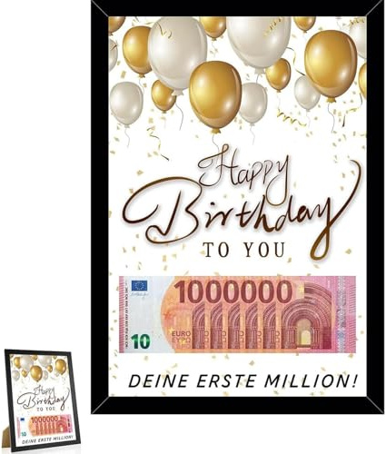FYSL Personalisierte Geldgeschenke Geburtstag, Deine Erste Million Geschenke, Happy Birthday To You, Bilderrahmen für Geldgeschenke, Geburtstag Geschenk für Mädchen Jungen