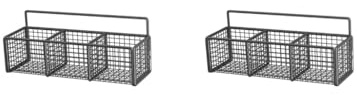 2er-Set Wandkörbe, Wandhalterung, Metalldrahtkorb für Badezimmer, Schrank, Speisekammer, 3 Gitter