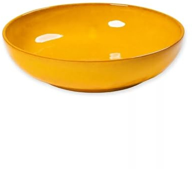 Verano Spanish Ceramics Selena Glaze Hand Dipped Medium & Large Bowls - Home Décor Kitchen Dining Room Café Restaurant Table Fruit Salad Serving Dishware - Orange 22cm