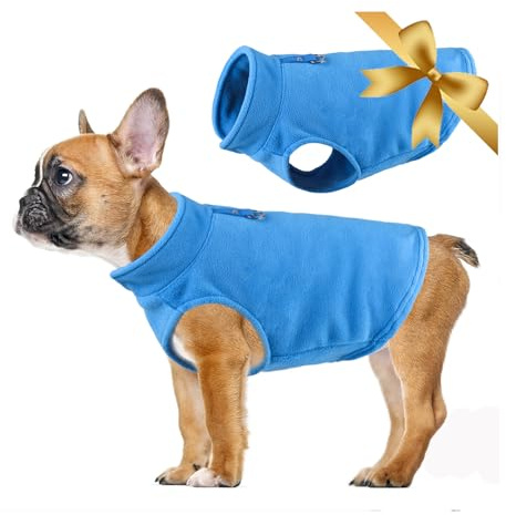 Hundejacke Hundewinterweste Leichtes Rundhals-Winter-Sweatshirt Weicher, Dicker Hundemantel mit D-Ring-Leine für kleine und mittelgroße Hunde zum Gassi gehen, Wandern, Reisen, Blau, XL