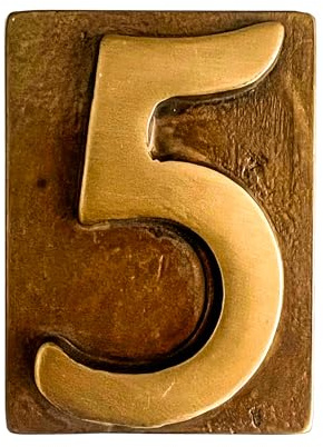 L'ARTISTICA F.LLI PERINCIOLI | Numeri Civici in Ottone | Applicabile su Piastra o Parete Adatto per Case, Numero 5, 8x6cm