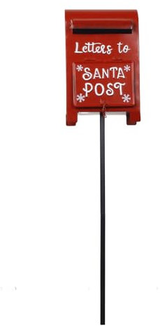 Mailbox,Hand Painted Red Metal Letters to Santa Mail Post Box,Iron mailbox Retro mailbox Pastoral craftsmanship Iron mailbox,Suggestion box Mailbox Home decoration Standing mailbox, Festive Holiday Ho