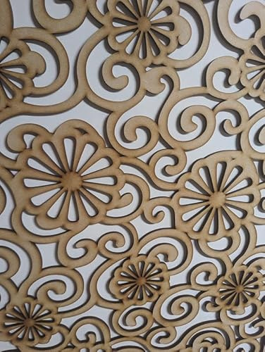 Panneau décoratif en bois - Cloison murale - Grille de radiateur - Décoration de meubles - Découpe au laser - Panneau MDF de 3 mm d'épaisseur - Dimensions : 1200 x 610 mm - Avec motif (013B) -