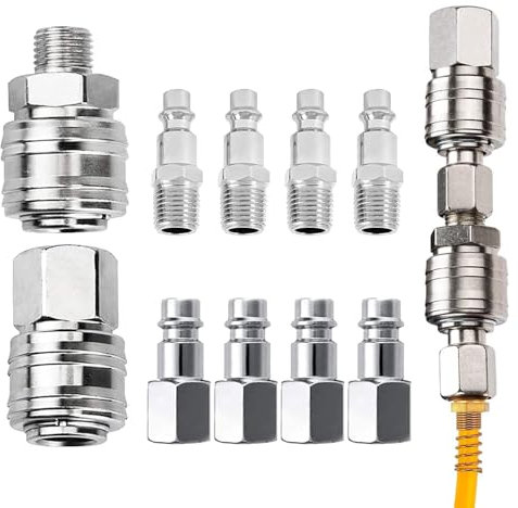 10 PCS Raccords de Compresseur 1/4 Raccord Rapide Pneumatique Européen Coupleur Pneumatique d'air kit Compresseur Accessoire d'air Tuyau air Comprimé du Connecteur Homme Femme