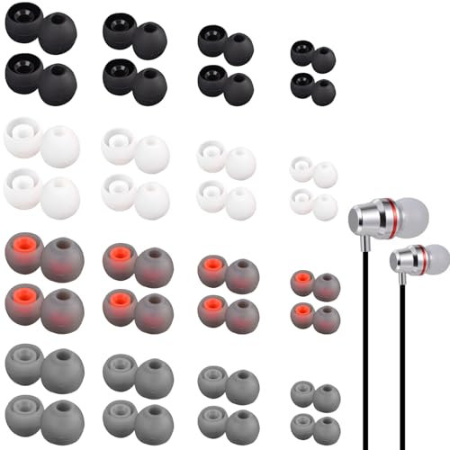 48 pieces replacement silicone earplugs, headphone plugs, headphone attachments, airpod pro ear tips, headphones rubber attachments, 4 colours, 3 sizes, compatible with most in-ear headphones (11/12
