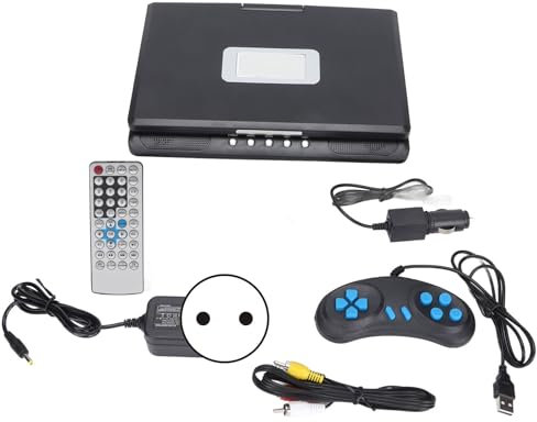Lecteur DVD Portable Écran HD 270 ° Rotation Multifonction avec Télécommande USB Alimentation 110 240V Idéal pour Divertissement Familial Et en Voiture