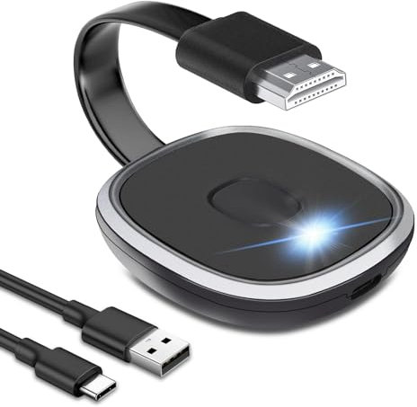 Miracast Wireless HDMI Dongle Adattatore per TV/Proiettore / Monitor Wireless WiFi Display Dongle 5GHz 1080P con Screen Mirror, Supporto Video per Miracast/DLNA/Air Play con i-Phone/i-Pad/Tablet