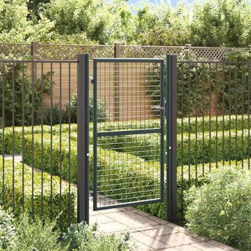 Emmtore Mesh Gartentor Verzinkter Stahl Hoftor Gartentür Zauntor Zauntür Hoftür Gartenpforte Einzeltor Garten Zaun Pforte,100 x 200 cm