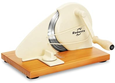Redants Manual Bread Slicer for Homemade Sourdough Bread, Versatile Hand Crank Bread Slicer, Adjustable Thickness for Smooth Cutting, Food Grade Stainless Steel (Cream)
