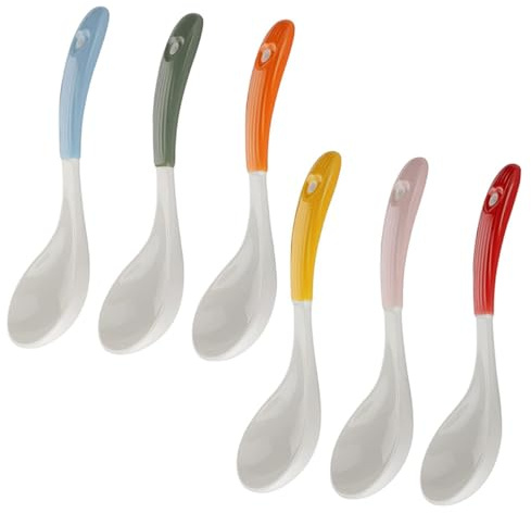 Holibanna 6piezas Cucharas Pequeñas De Cerámica Soperas Portátiles Para Sopas Wontons Ramen Ligeras