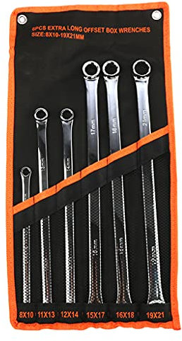 UNTERING Metric Combination Aviation Spanner 6 Pcs 8mm 19mm for Extra Long Box End Wrench Set for Tool Constructio Aviation Spanner