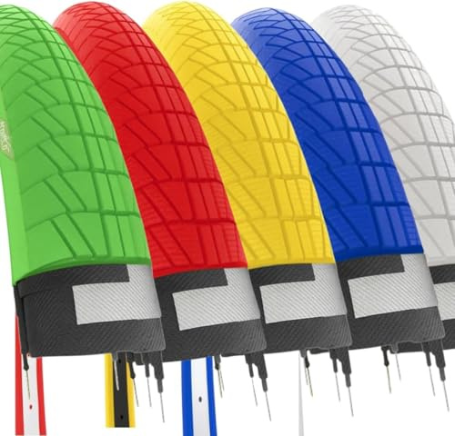 2 neumáticos de Colores 20 x 1,75 (47 – 406) + Cámaras válvula América, neumáticos de Carretera Graziella City Bike Bicicleta para niño