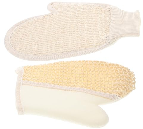 VICASKY Peeling Luffa Handschuhwaschlappen Effektive Reinigung und Sanftes Peeling 2 Stück aus Baumwolle und Sisal mit Vollschutz Design für Dusche und Spa für Männer und Frauen
