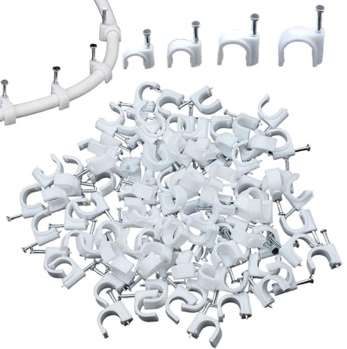 LZPLJLWS Grapas para Cables Redondos 400 Unidades Surtidas 4-6-8-10 mm Blancas para gestión de Cables eléctricos en hogar y Oficina Resistentes y fáciles de Instalar