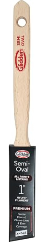 Glidden Semi-Oval Paintbrush with Wood Handle, Angled Sash, 1 Inch