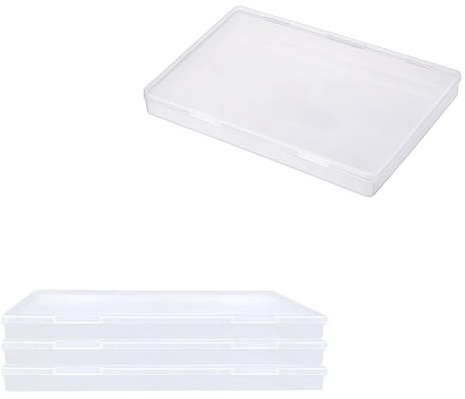 QoTang 4 pièces Boite Rangement Plastique B6,Transparente Boite Plastique avec Couvercle pour Perles et Autres Petits Objets D'artisanat,18 x 12,9 x 1,7 cm