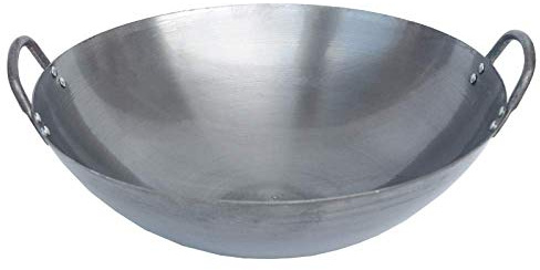 YNIYUJKL Pentole E Padelle da Cucina Padella Wok, con Due Manici in Ghisa Antiaderente Non Rivestita Pentola in Ferro Vecchio Stile Padella Wok per La Casa,50cm