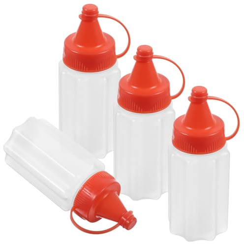 ULTECHNOVO 4 piezas Botellas de Condimentos Reutilizables Botellas Exprimibles Resistentes para Salsas y Aderezos para Cocina Seguro y Fácil de Usar