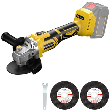 FormiPow Cordless Angle Grinder 115MM Compatible with Makita 18V Battery, Brushless Power Angle Grinder, 12000 RPM 3 Variable Speed, 2 PC Blades for Cutting Grinding Polishing (Battery Not Included)