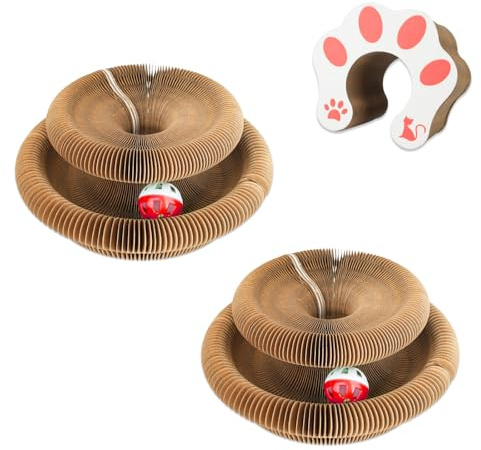 Twisty Paws Cat Toy, Foldable Magic Organ Cat Scratcher Toys, Kitten Curl Round cat Toy With Bell, Kitten Scratcher For Scratching And Jumping (2 Pcs)