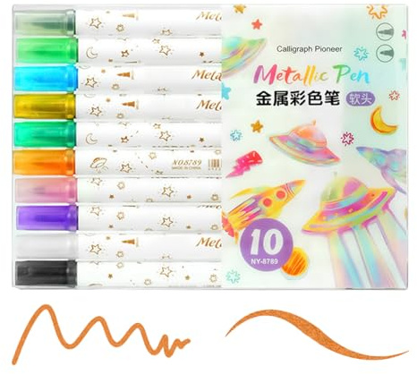 Paint Pens for Wood - 10 Piece Quick-Dry Waterproof Marker - Quick Dry Permanent Oil-Based Waterproof Pen Art Craft Supplies for Rock Painting Glass Fabric Ceramic Metal Mug Stone Canvas Tire