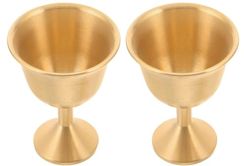 EPIGEIST Lot de 2 Calices en Laiton Massif à Pied Moyen, Gobelets de Cérémonie Gothique pour Communion et Réception, Coupes Sainte Communion Décoratives Adaptées aux Banquets et Événements
