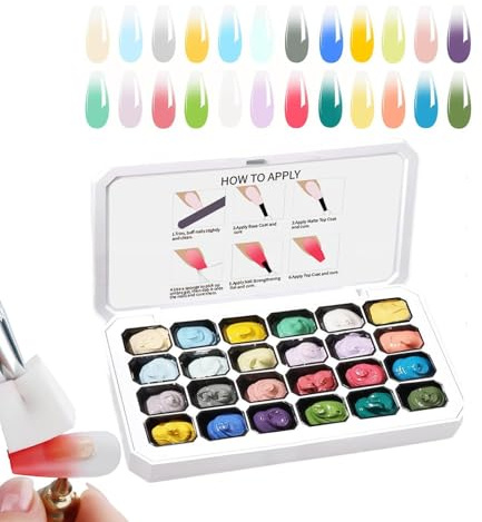 Gel per pittura – 24 griglie senza pulizia UV/LED per disegno | vernice gel per unghie, ampia gamma di applicazioni per matrimonio, carnevale, manicure, salone di bellezza personale,